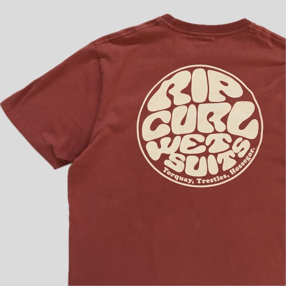 Rip Curl Red Cotton Short Sleeve Surf Beach Summer Logo T Shirt Mens Size M